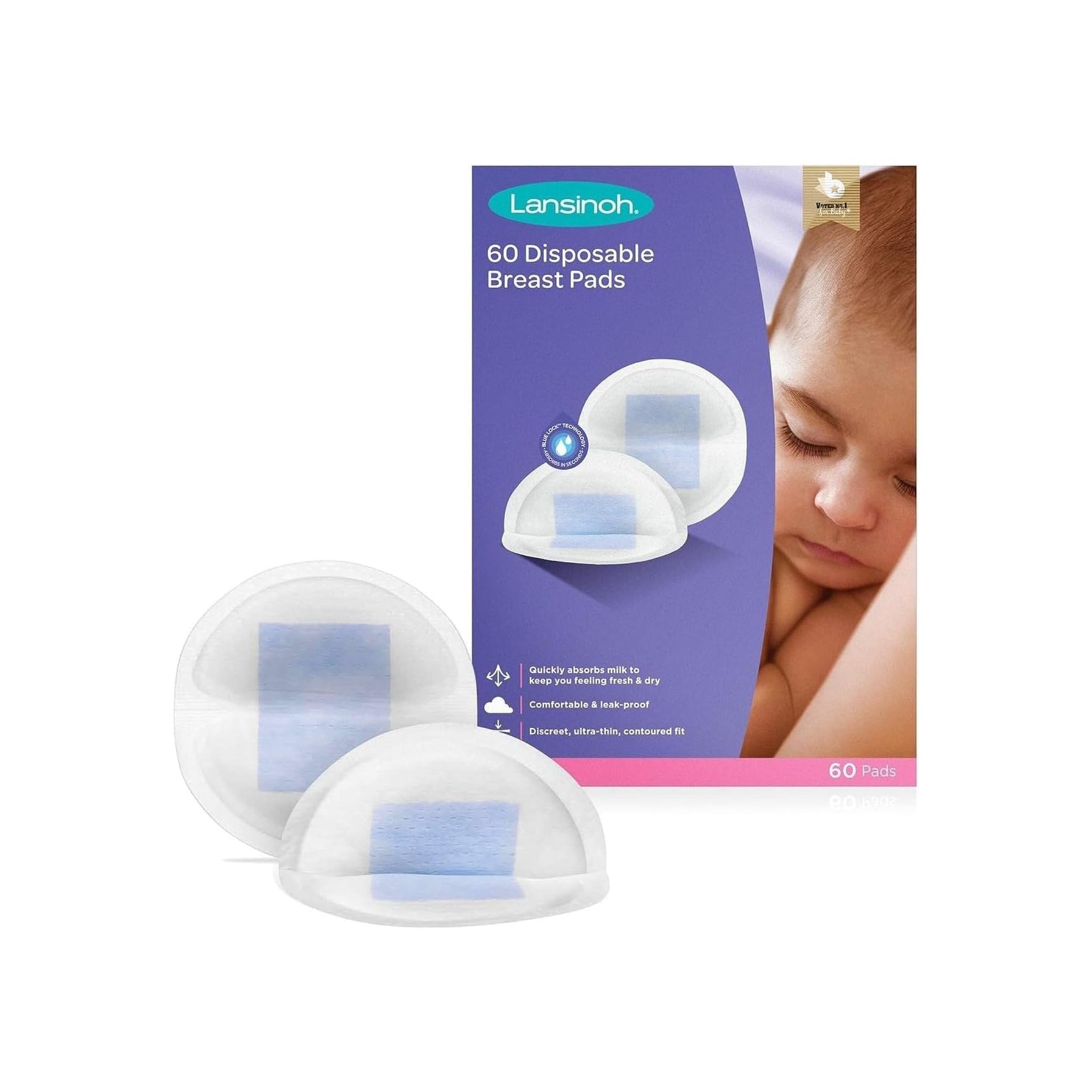 Lansinoh Disposable Nursing Pads – Ultra-Thin, Leak-Proof Breast Pads for Breastfeeding | 60 Pads