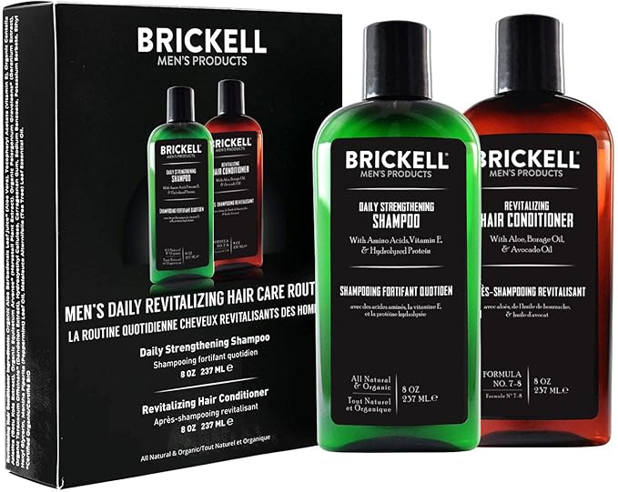 Brickell Men’s Daily Revitalizing Hair Care Routine – Shampoo & Conditioner Set