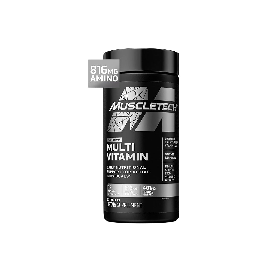 MuscleTech | Platinum Multivitamins for Men & Women | Multi-Vitamin Supplement for Immune Support - 18 Vitamins & Minerals, Vitamin A C D E B6 B12 | Daily Workout Supplements | 90 capsules