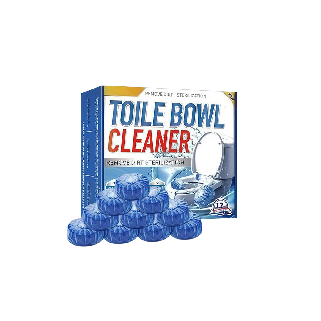 Toilet Bowl Cleaner Tablets, 12-Pack Automatic Blue Toilet Tank Cleaners, Slow-Releasing Formula for Deodorizing, Descaling, and Removing Tough Stains in the Bathroom