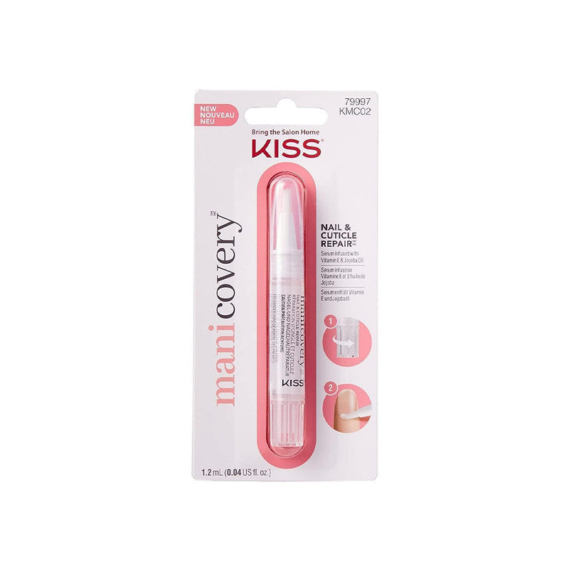 KISS Manicovery Nail & Cuticle Repair, Serum Infused With Vitamin E, Almond Oil, & Jojoba Oil, Easy Brush-On Pen Applicator, for Dry and Damaged Nails and Cuticles