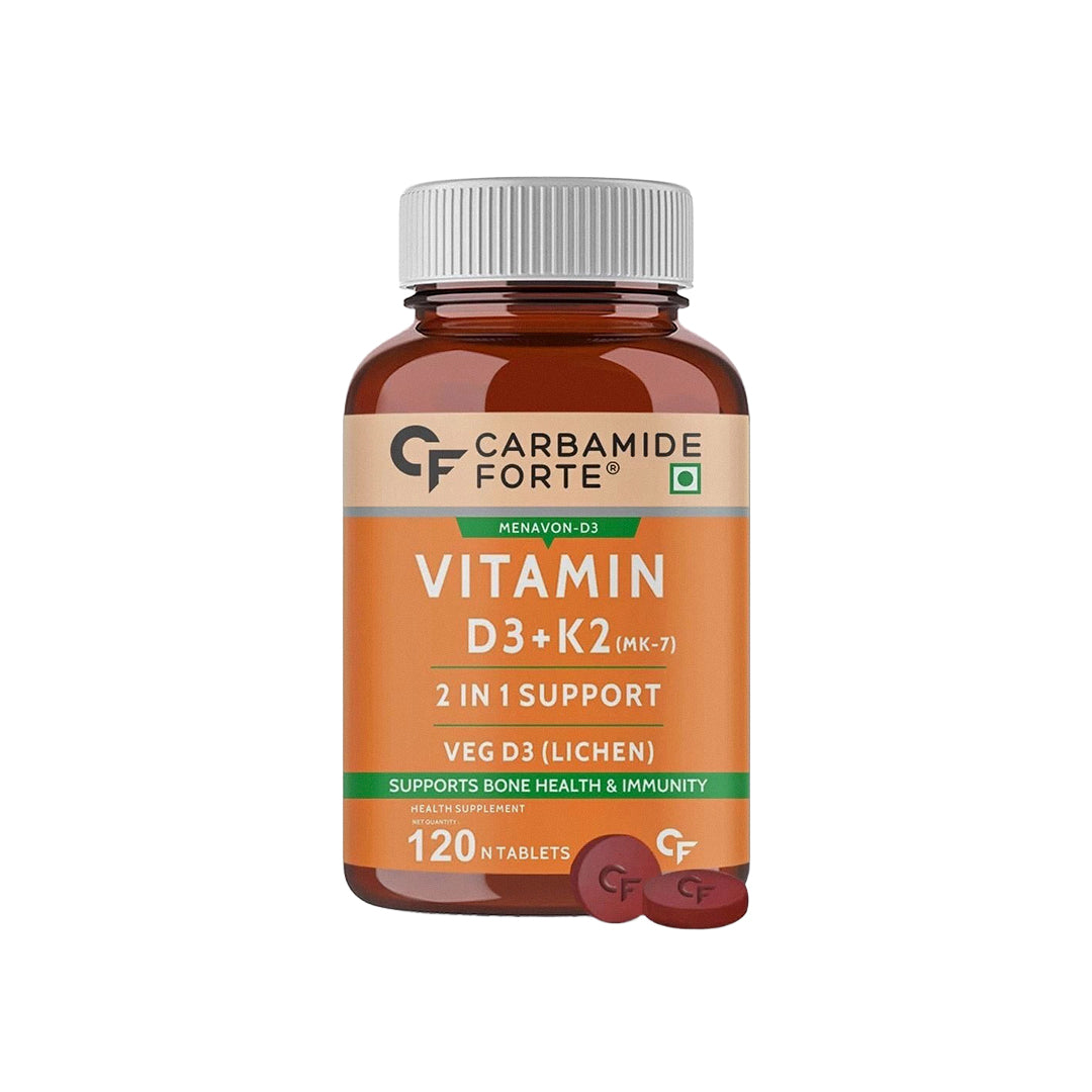 Carbamide Forte Vitamin D3 K2 | Vitamin K2 MK7 Supplement for Bone & Heart Health | Vitamin d for women & men | vitamin k2 and d3 supplements -120 Veg Tablets