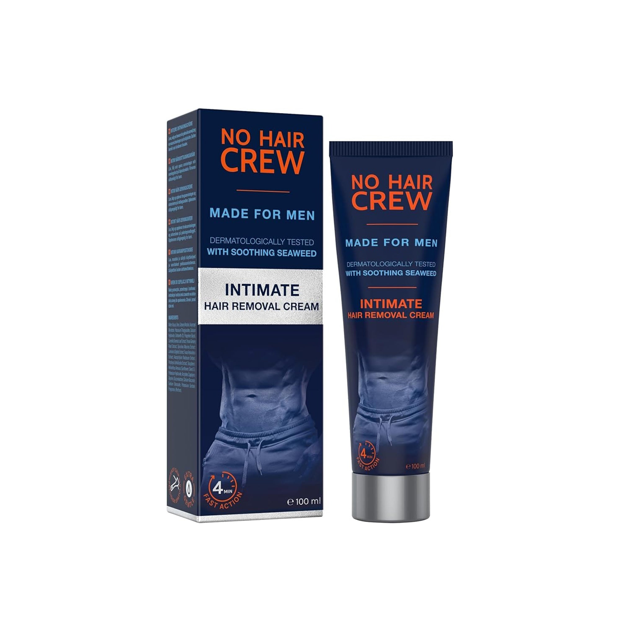 No Hair Crew Intimate Hair Removal Cream for Men – Extra Gentle Depilatory Cream with Soothing Seaweed | 100 mL