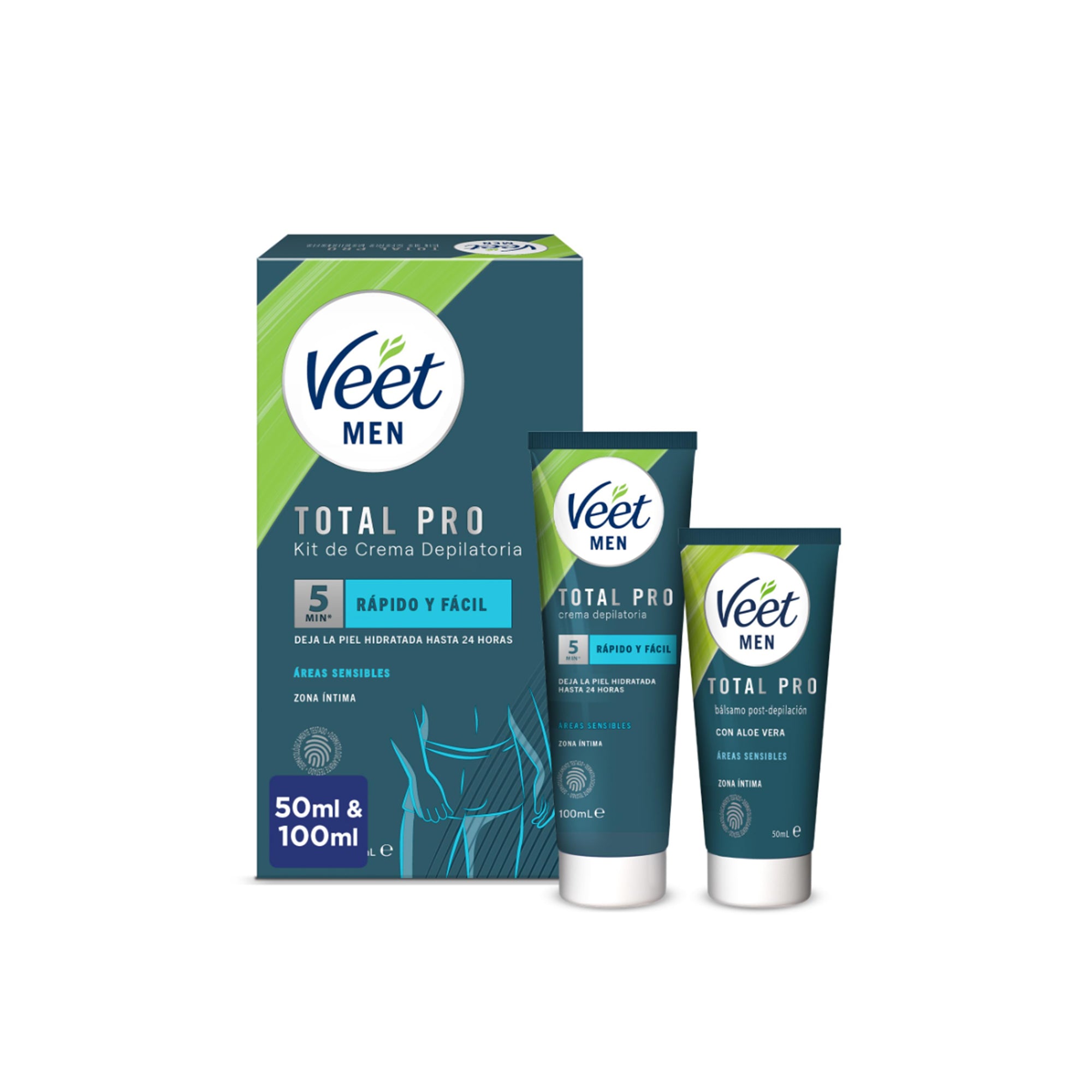 Veet Men Total Pro Intimate Hair Removal Cream & Aftercare Lotion – Sensitive Areas Kit | 200 mL