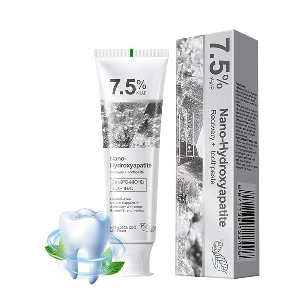 7.5% Hydroxyapatite Toothpaste – Fluoride-Free Enamel Protection & Tooth Strengthening | Whitening Toothpaste for Sensitive Teeth & Fresh Breath