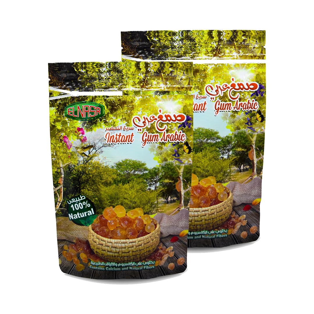 Elnasr Pure & Natural Instant Gum Arabic Powder (300g / 2 Pack) The "Hashab" Health Elite