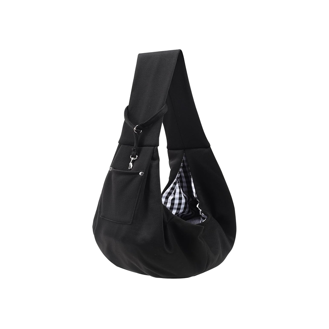 Dog Carrier Sling - Reversible Puppy Carrier Purse with Storage Pocket, Hand-Free Dog Sling Carrier for Carry Small Dogs and Cats，Travel Safety Harness, Dog and cat Harness (Black)