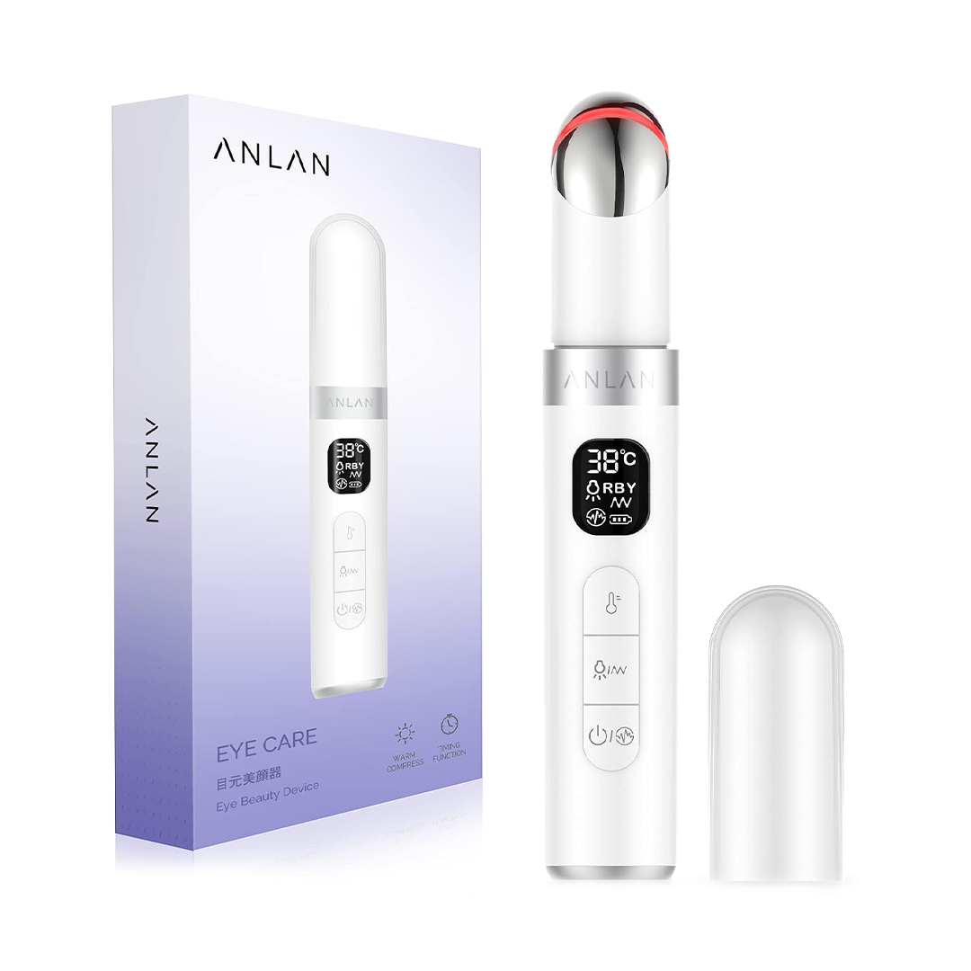 EMS Eye Massager ANLAN Eye Massager 4 Modes Anti Wrinkle Anti Pocket Rechargeable Eye Care Device with LCD Display (38-45?øC)