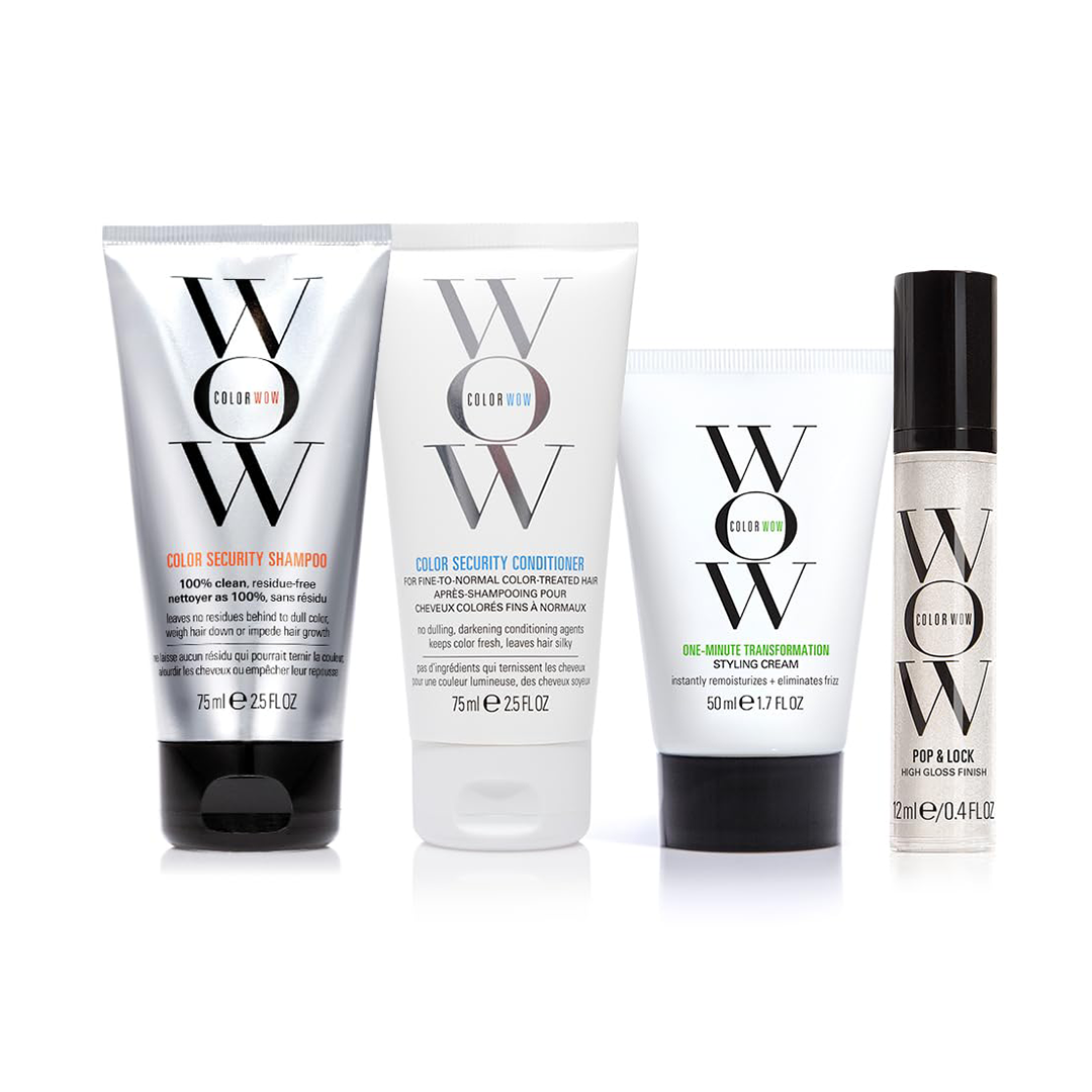 COLOR WOW Quick Frizz Fixes! Travel Kit Includes Shampoo, Conditioner, One Minute Transformation Styling Cream, Pop & Lock Frizz Control and Glossing Serum