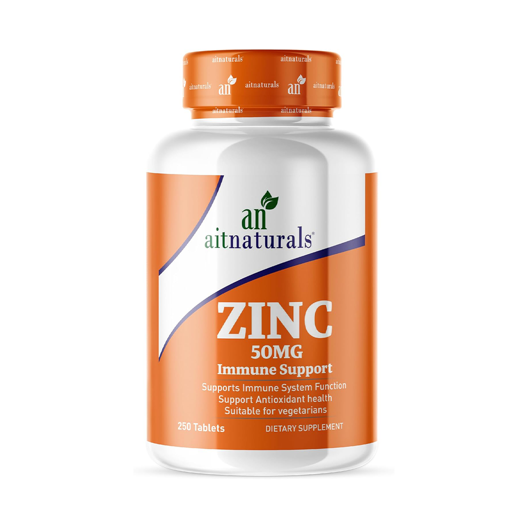 Aitnaturals Zinc Chelated (50mg) - 250 Tablets | Supports Immune System, Antioxidant Health, Restful Sleep, Reduces Oxidative Stress, Enhances Cognitive...