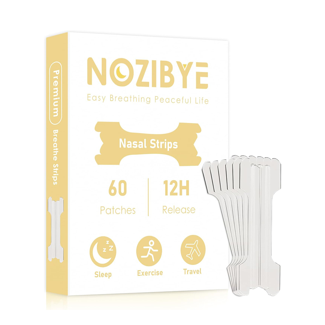 Anti Snoring Nasal Strips 60 Count – Comfortable Nose Strips for Better Breathing & Nasal Congestion Relief | Clear Adhesive Strips