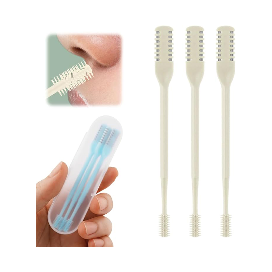 2-in-1 Nasal Hair Cutter ƒ?? 360?ø Rotating Nose & Ear Trimmer with Double-Sided Blade, 3PCS Beige