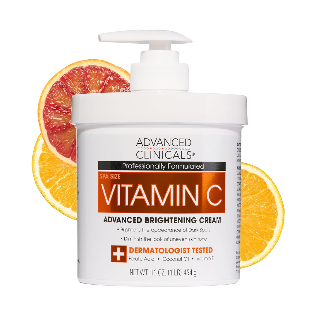 Advanced Clinicals Vitamin C Cream Advanced Brightening Anti Aging Face Hands Body 16oz