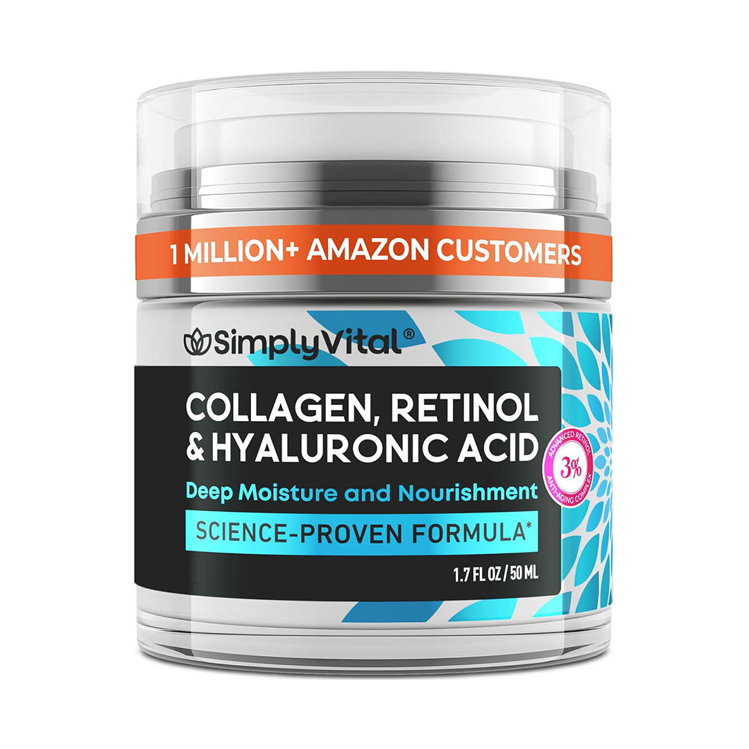 Anti-Aging Face Moisturizer with Retinol, Collagen & Hyaluronic Acid - Made in USA - Moisturizer Face Cream for Women & Men - Firming & Hydrating Neck Cream - Day & Night Skin Care - 1.7 fl oz