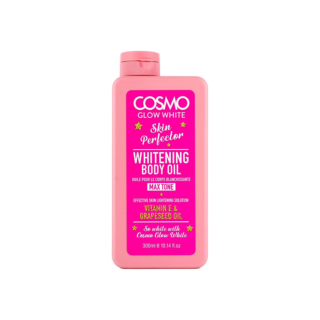 CD COSMO DESIGNS Glow White Skin Perfector Whitening Body Oil 300ml, Effective Skin Lightening Solution, Vitamin E & Grapeseed Oil, Improves Skin Texture, For Men and Women