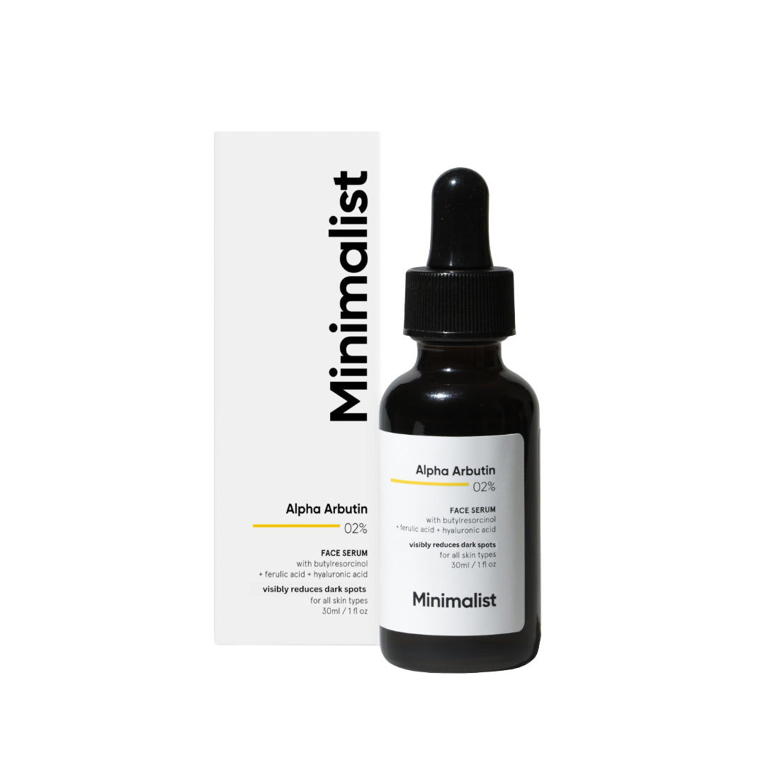 Minimalist Alpha Arbutin 2% for Dark Spots & Sun Tanning | Face Serum with Hyaluronic Acid to Help with Blemishes, Dark Spots, PIH & Uneven Skin Tone | 30ml