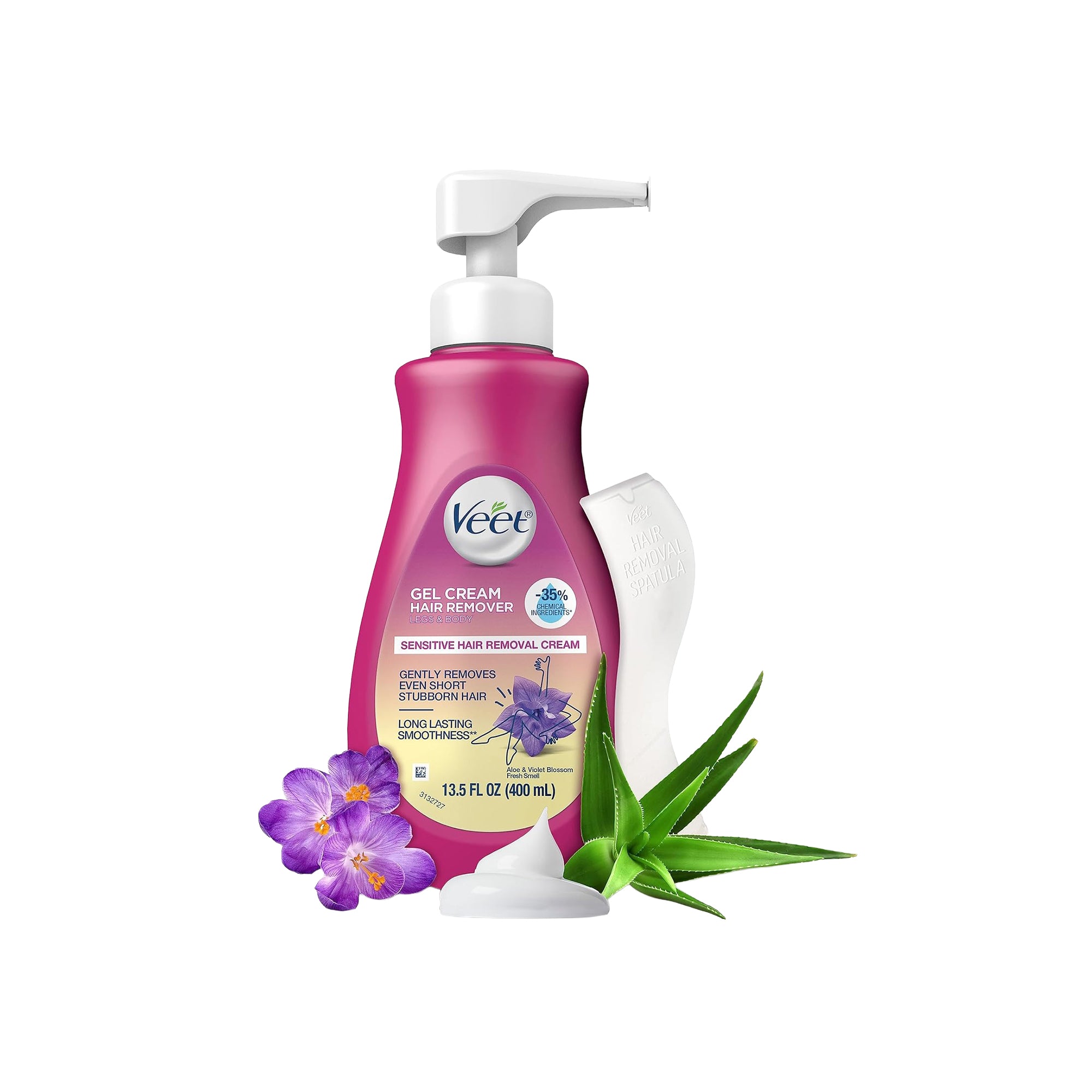 Veet Sensitive Skin Hair Removal Cream for Women – Painless Bikini & Body Hair Removal Gel, Dermatologically Tested (400ml)