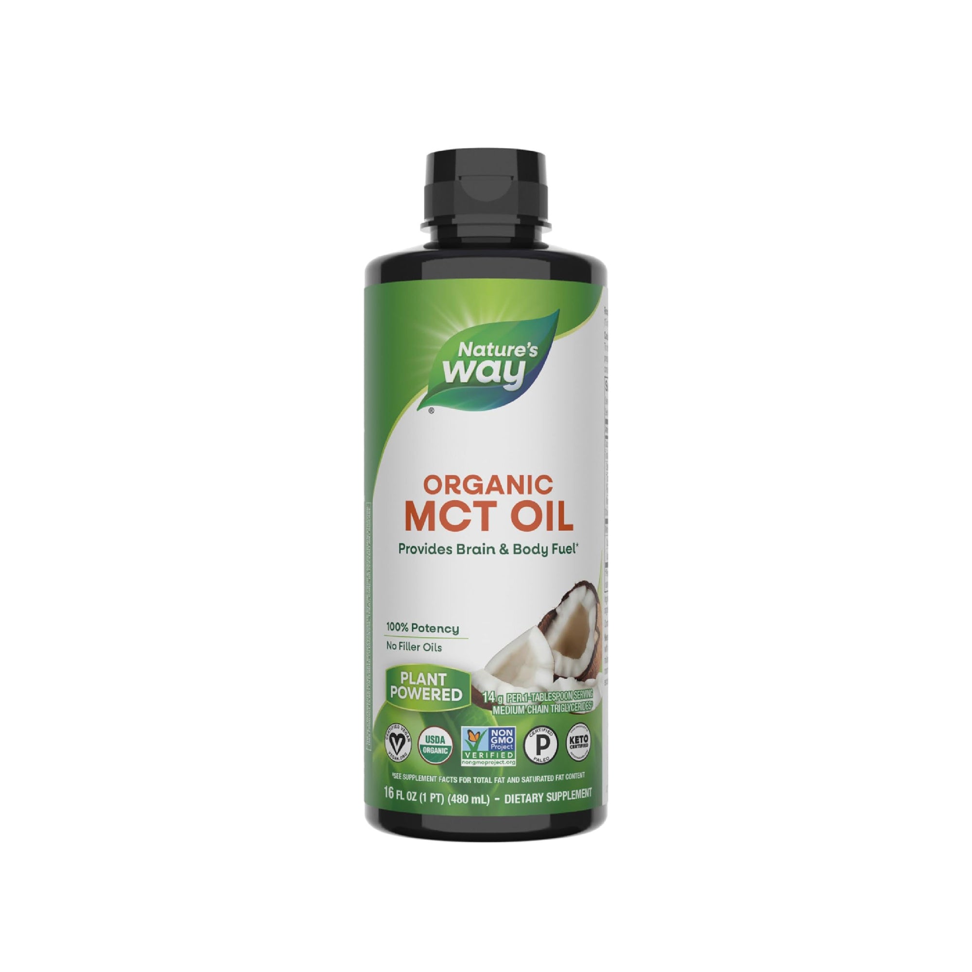 Nature’s Way Organic MCT Oil from Coconut – Brain & Body Fuel | 16 fl oz (480 ml)