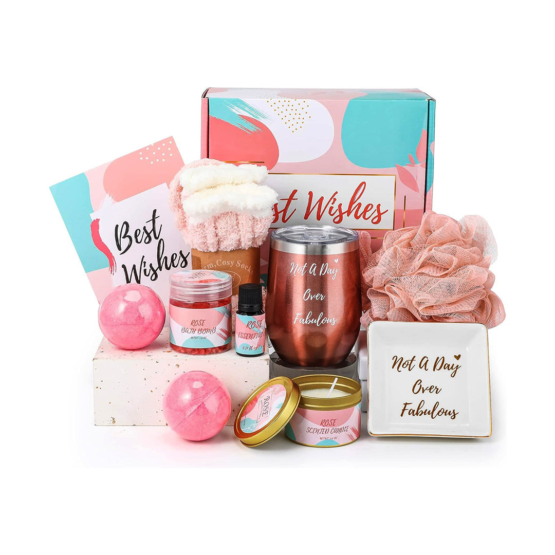 Beauenty – 11PC Scented Candles & Bath Bombs Relaxing Spa Gift Set (Pink Rose)
