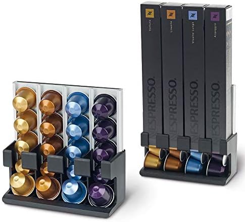 Nespresso Coffee Capsule Organizer – Vertical Storage Rack – Holds 40 Pods + 4 Sleeve Boxes
