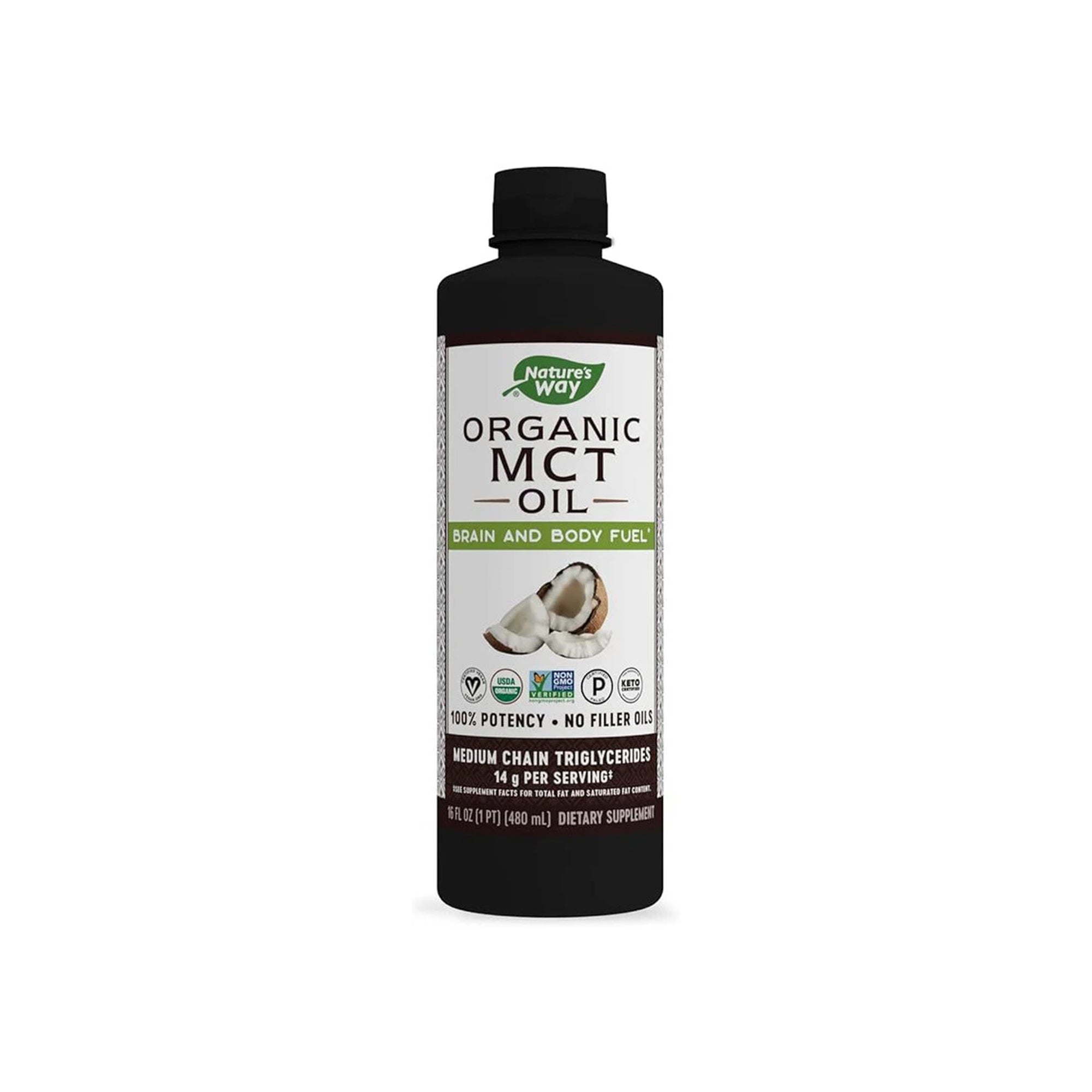 Nature’s Way – Organic MCT Oil – Brain and Body Fuel – 480ml (16 fl oz)