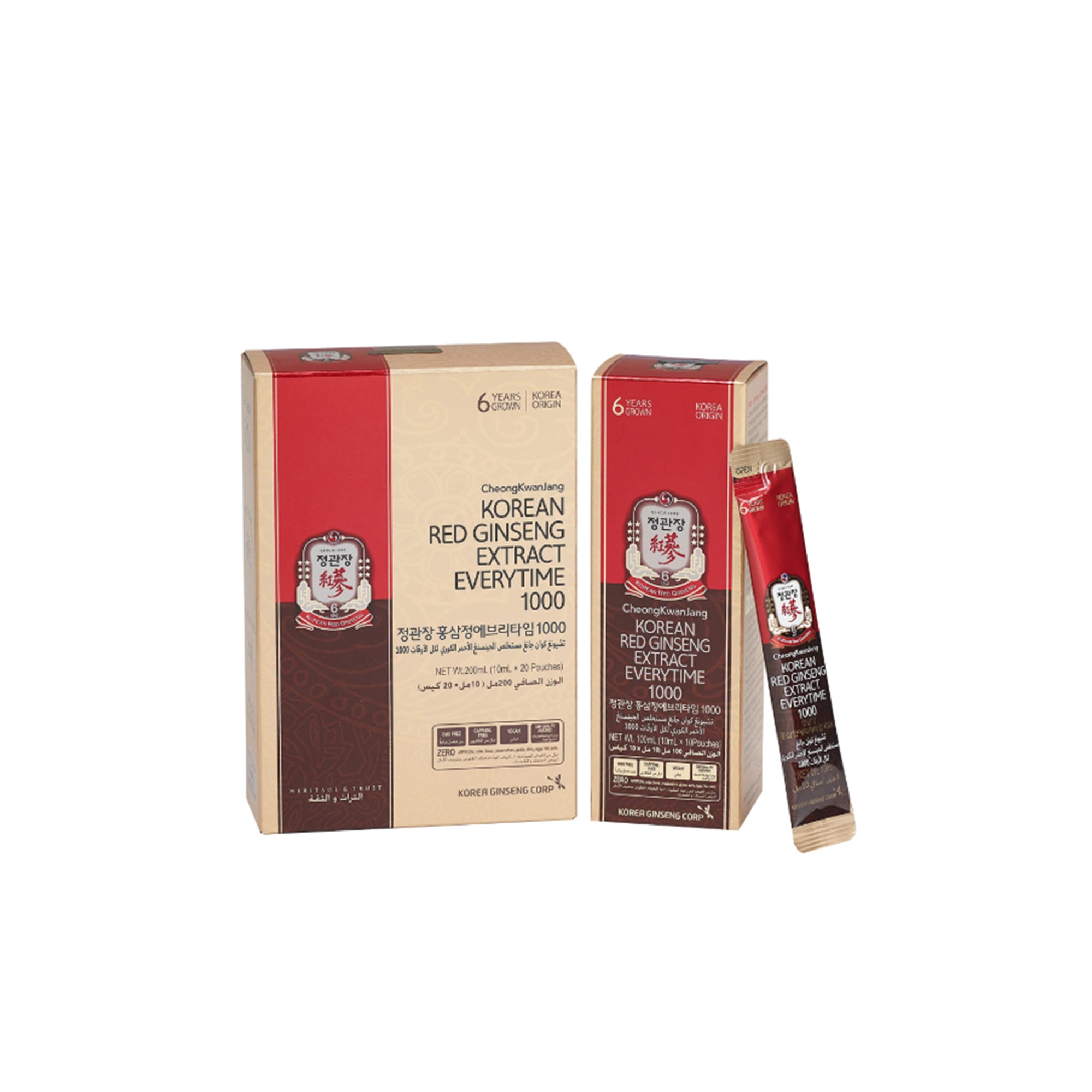 CheongKwanJang Korean Red Ginseng Extract Sticks – 1000mg Energy & Immune Support (20 Pack)