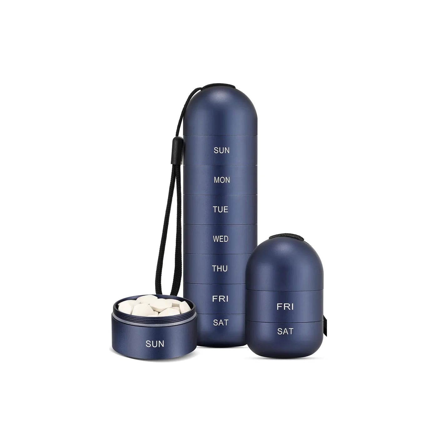 Metal Moisture Proof Weekly Pill Organizer  7 Day Durable Travel Medication Case