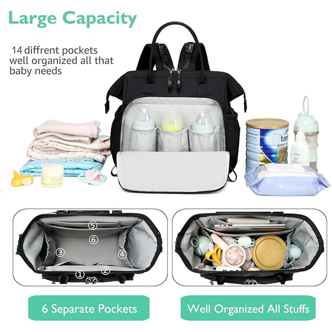 LORADI ƒ?? Convertible Diaper Bag Tote ƒ?? Water-Resistant Diaper Backpack with Anti-Theft Pockets & Stroller Clips