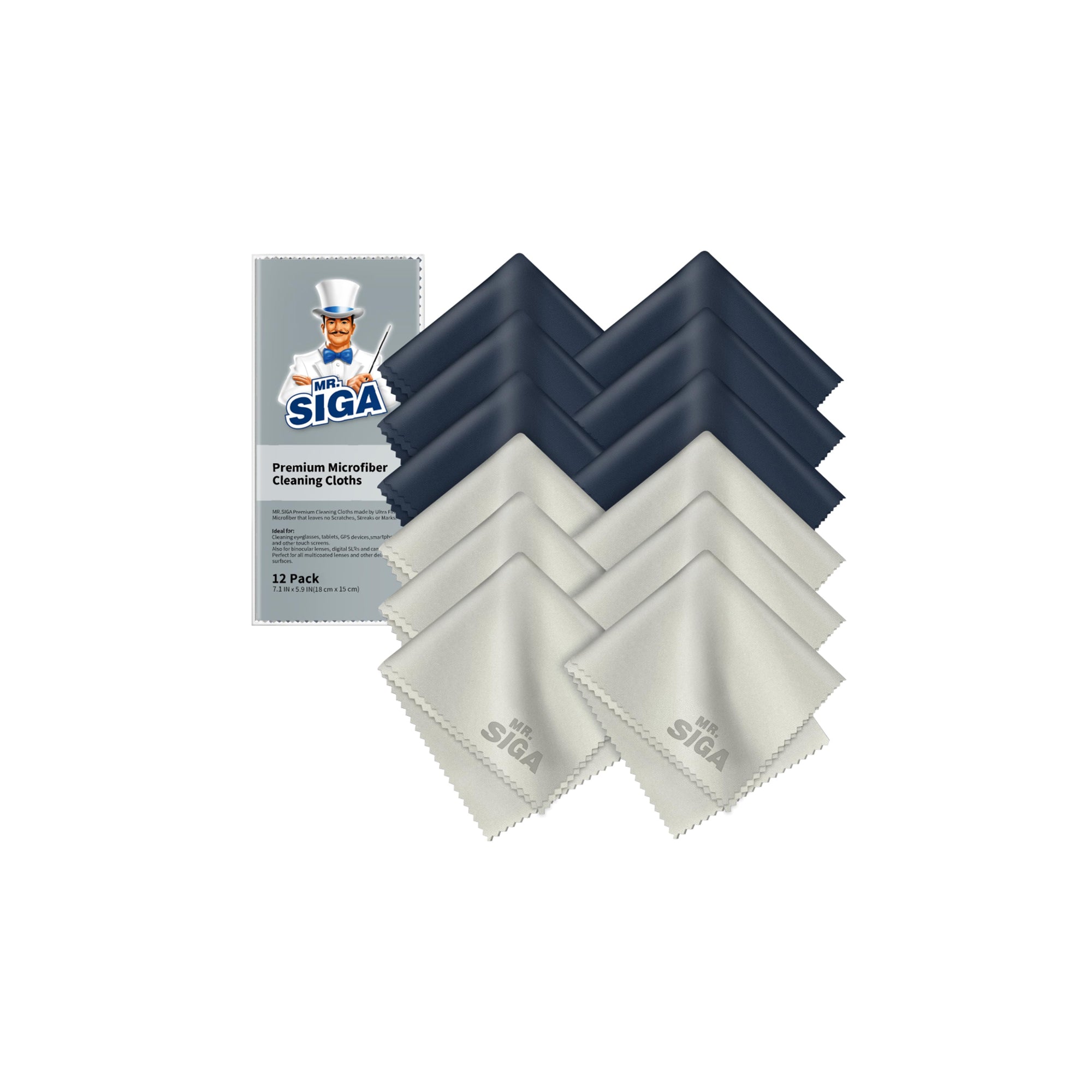 MR SIGA Premium Microfiber Cleaning Cloths Lens Eyeglasses Screen 12 Pack