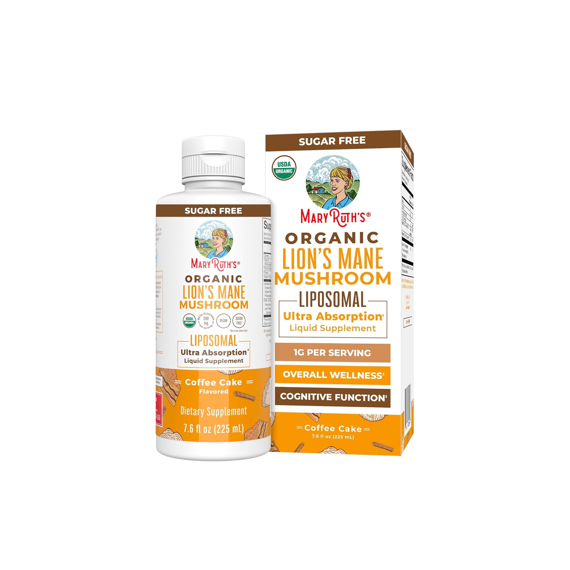 MaryRuth Organics Lion’s Mane Supplement – Liposomal Full-Spectrum Mushroom, 7.6 oz, 15 Servings