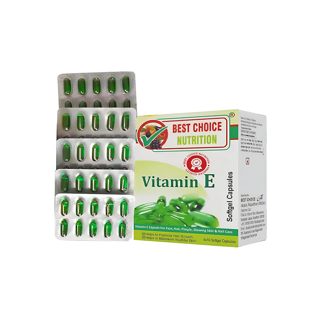 Best Choice Nutrition Vitamin E, 50 capsules |for beautiful skin, healthy hair and eyes