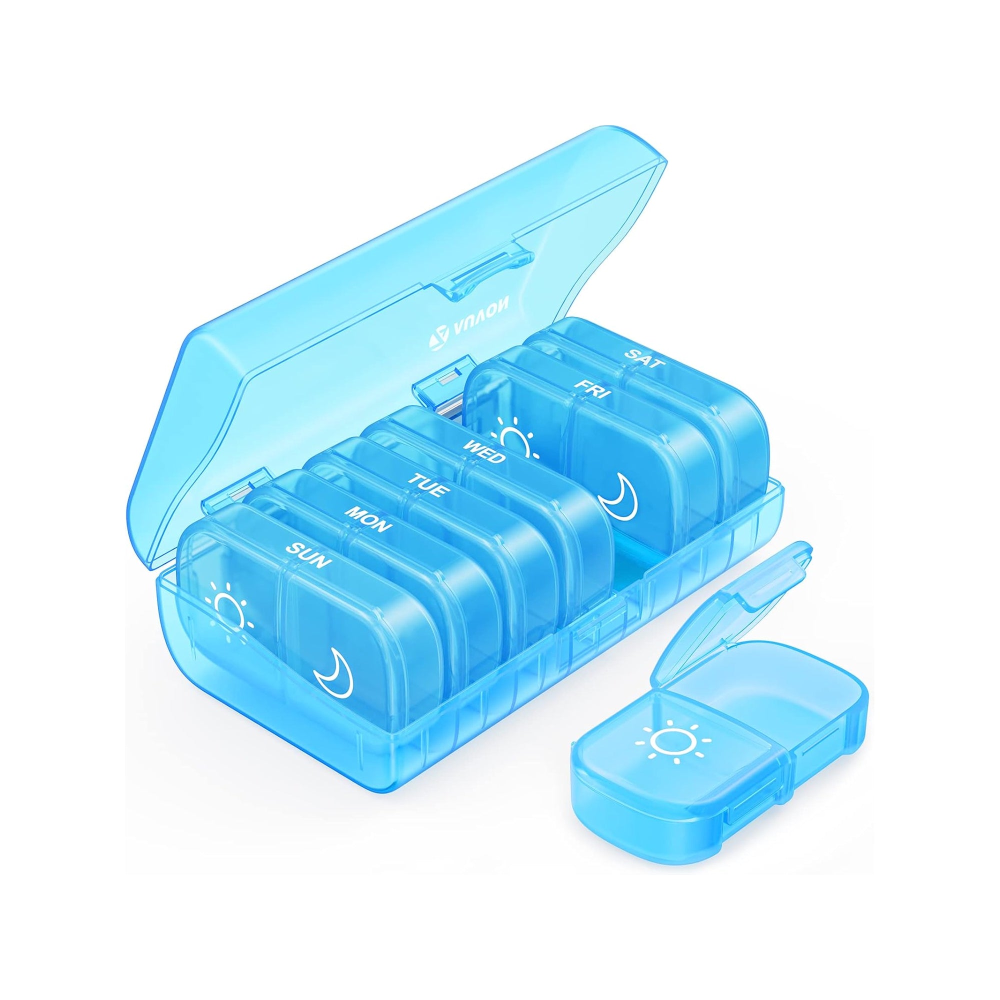 AUVON XL Weekly Pill Organizer – 7-Day AM/PM Pill Box with Large Compartments, Blue