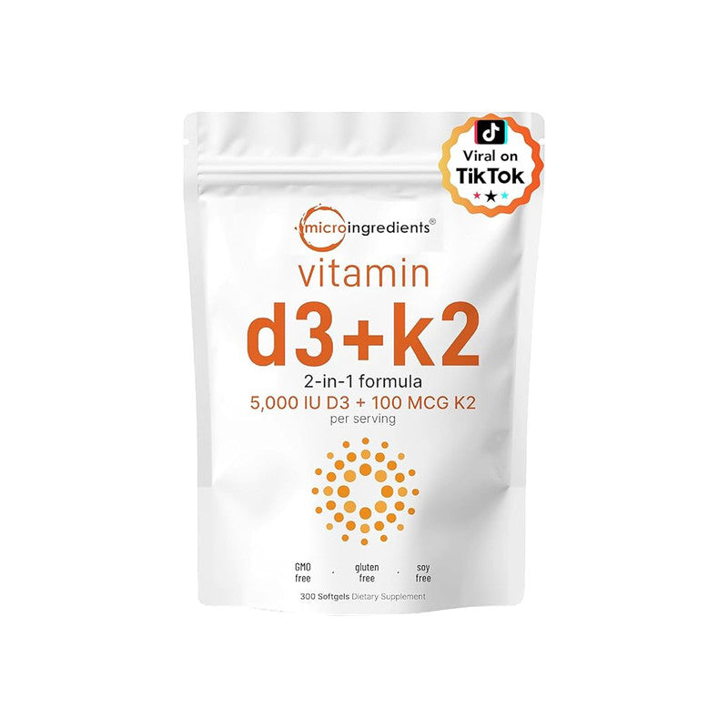 Micro Ingredients Vitamin D3 + K2 (2-in-1 Formula) – The "Calcium Director" Softgels