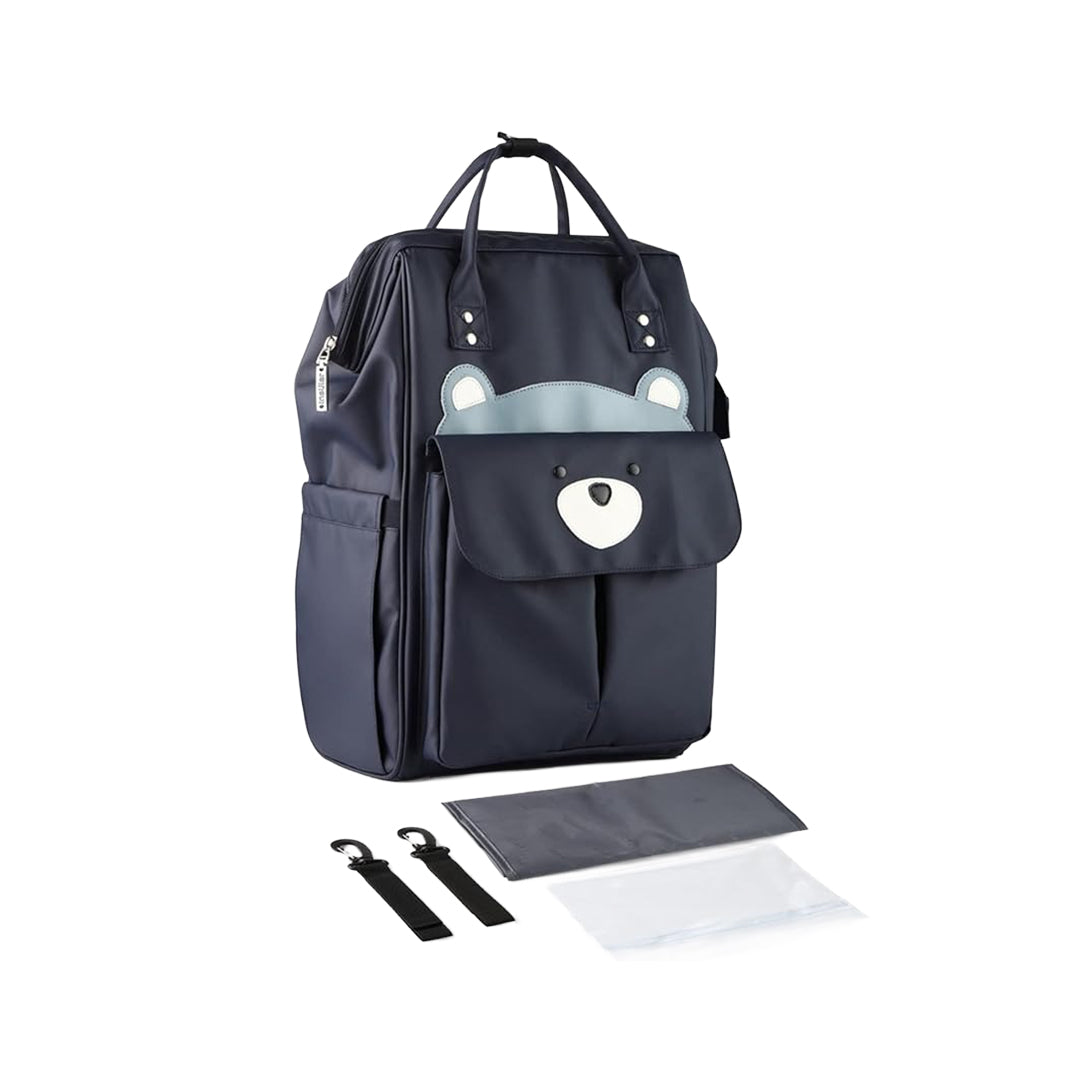 Insular 3-Way Diaper Bag Backpack with Stroller Hooks – Navy Bear (Size L)