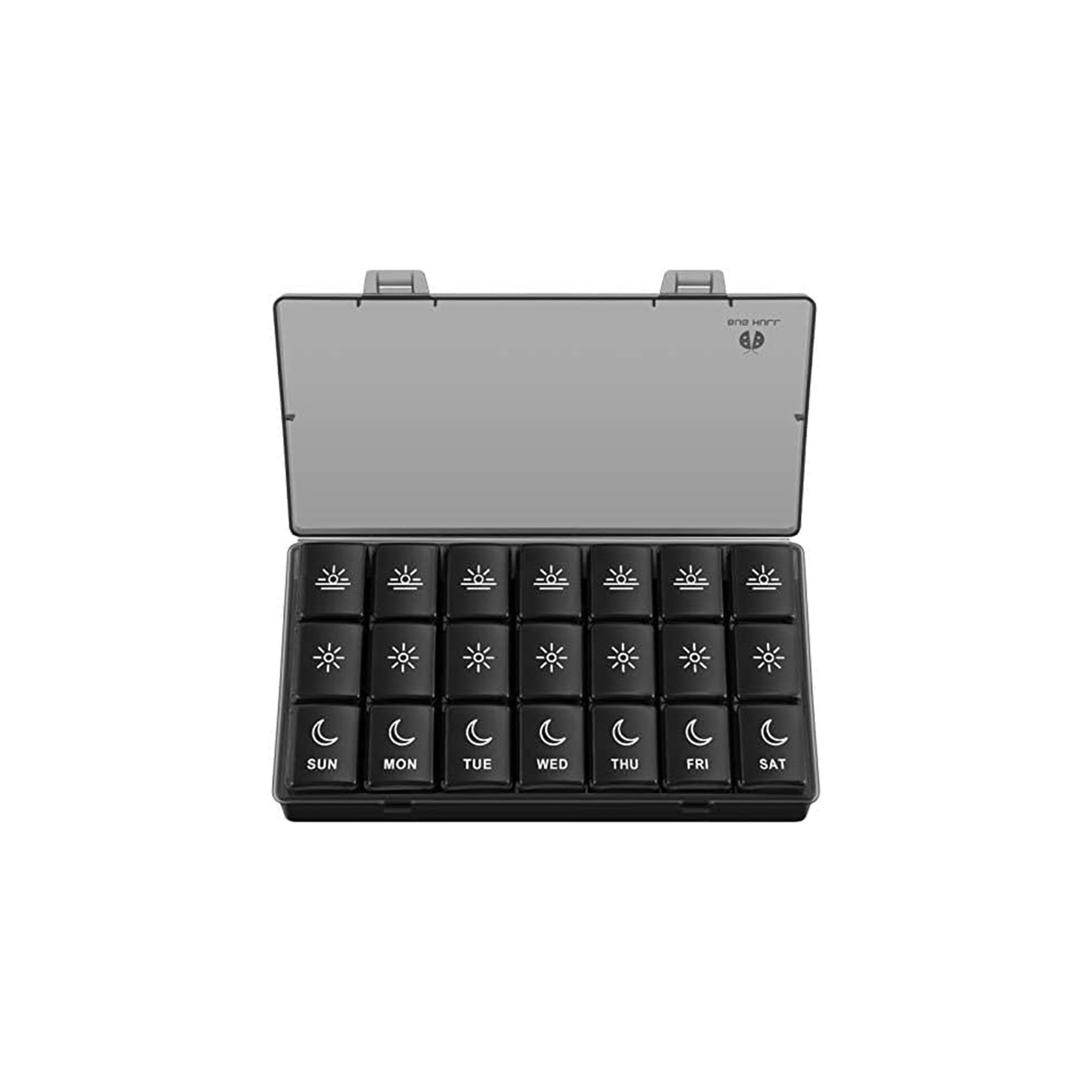 BUG HULL 7-Day Pill Organizer – 3x Daily AM/PM/Evening Pill Box for Vitamins & Supplements