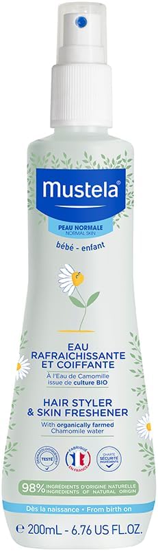 Mustela Baby Hair Styler & Skin Freshener - with Natural Avocado & Chamomile Water - Vegan & Hypoallergenic - 200m