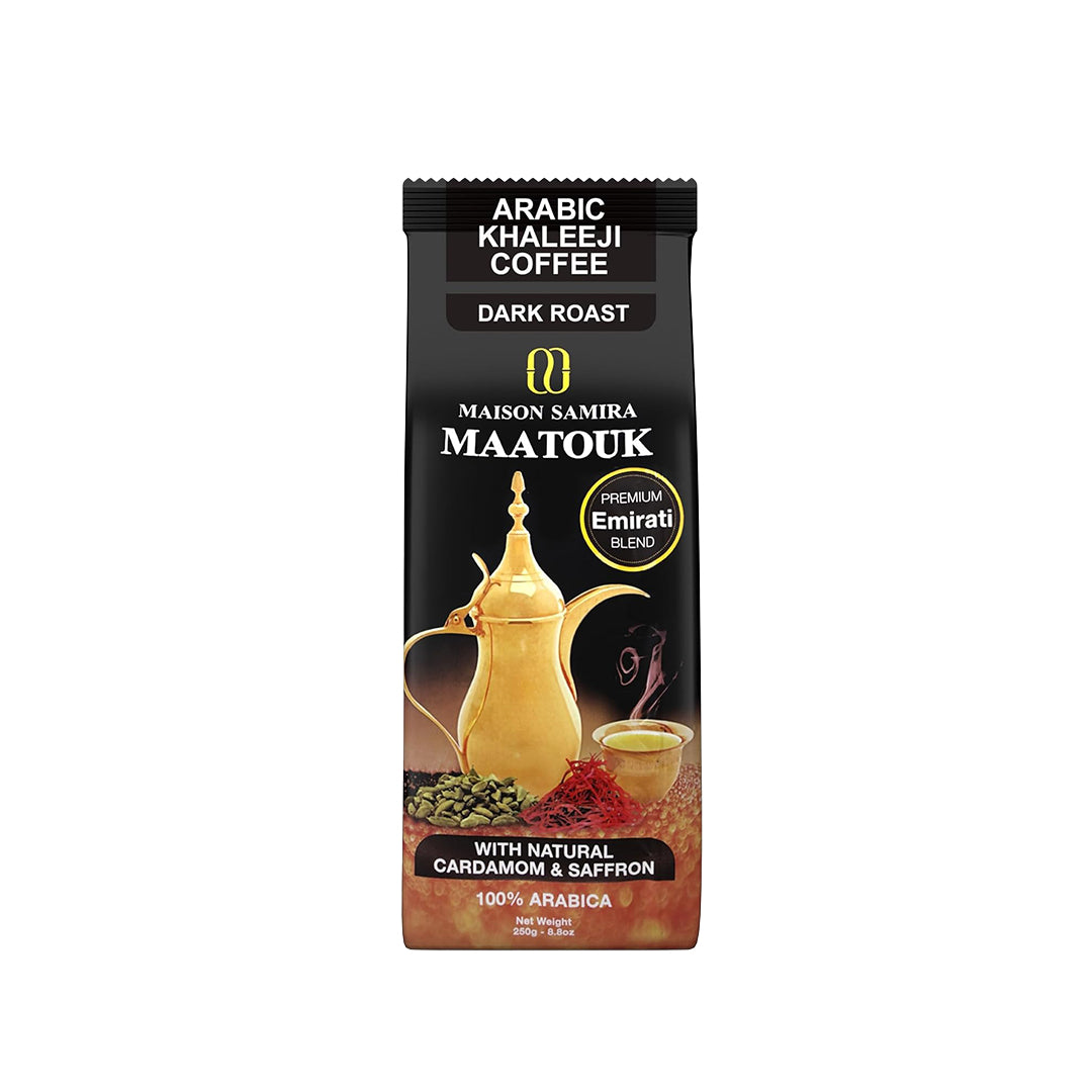 MaatoUK Coffee, Dark Roast Arabic Coffee, Rich And Intense Aroma, With Cardamom 250G