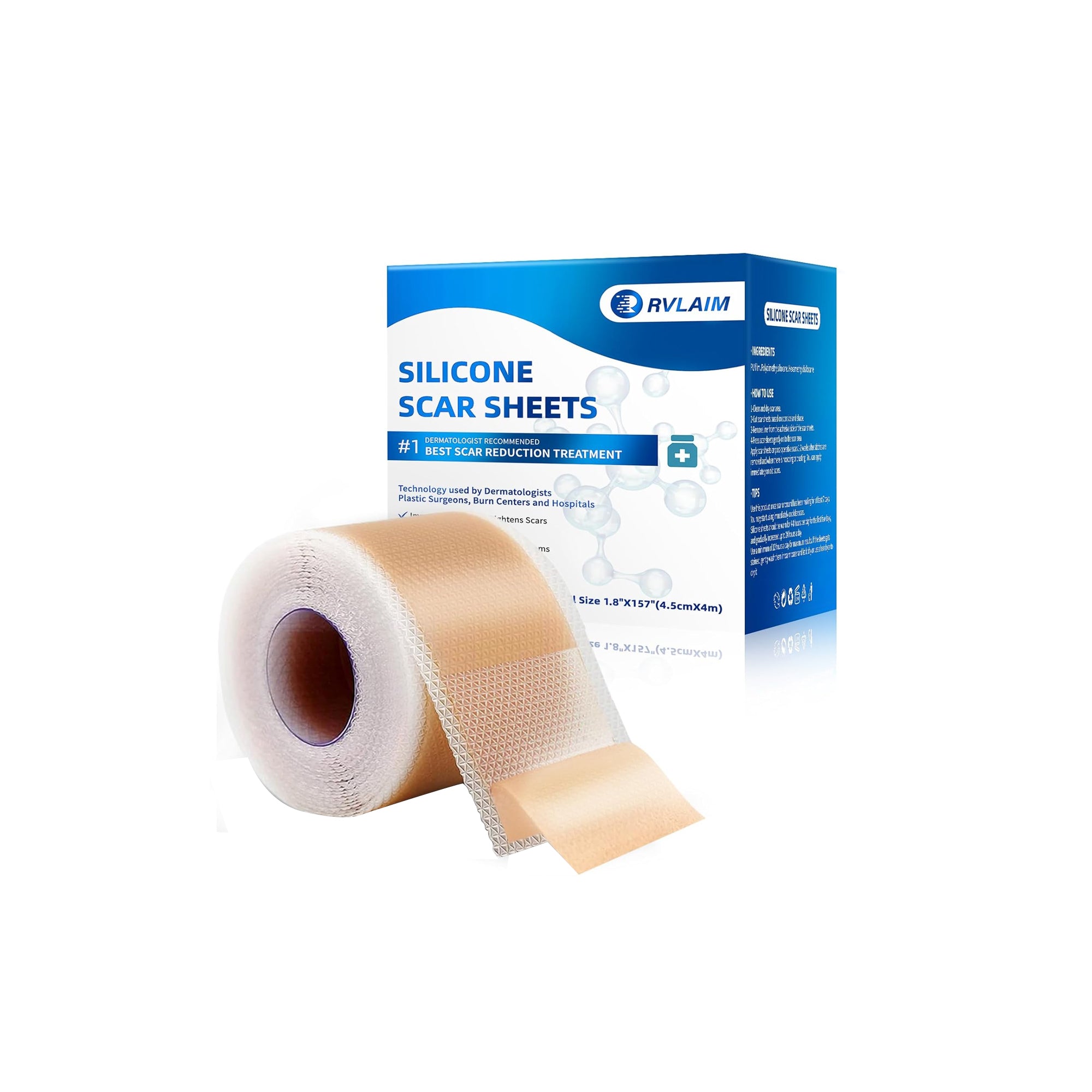 Silicone Scar Tape Roll – 1.8” x 157” Silicone Sheets for Scars, Keloids & Stretch Marks