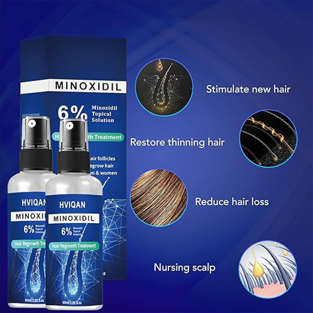2-Pack 6% Minoxidil Hair & Beard Growth Spray (60ml)