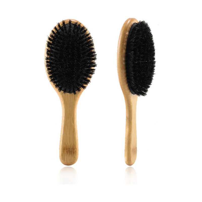 Natural Bristle Hair Brush 100% Eco Friendly Detangling Smoothing Scalp Massage Brush for All Hair Types Professional Use