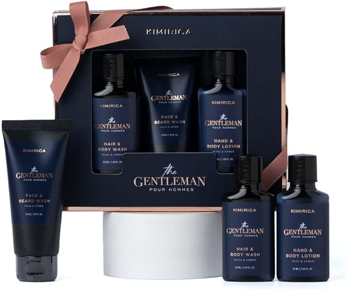 Kimirica Gift For Men Gentlemen Bath Care Trio Gift Set For Men's |Premium Bath & Body Gift Set For Husband & Boyfriend, Gift Kit for Brother Son Set of 3