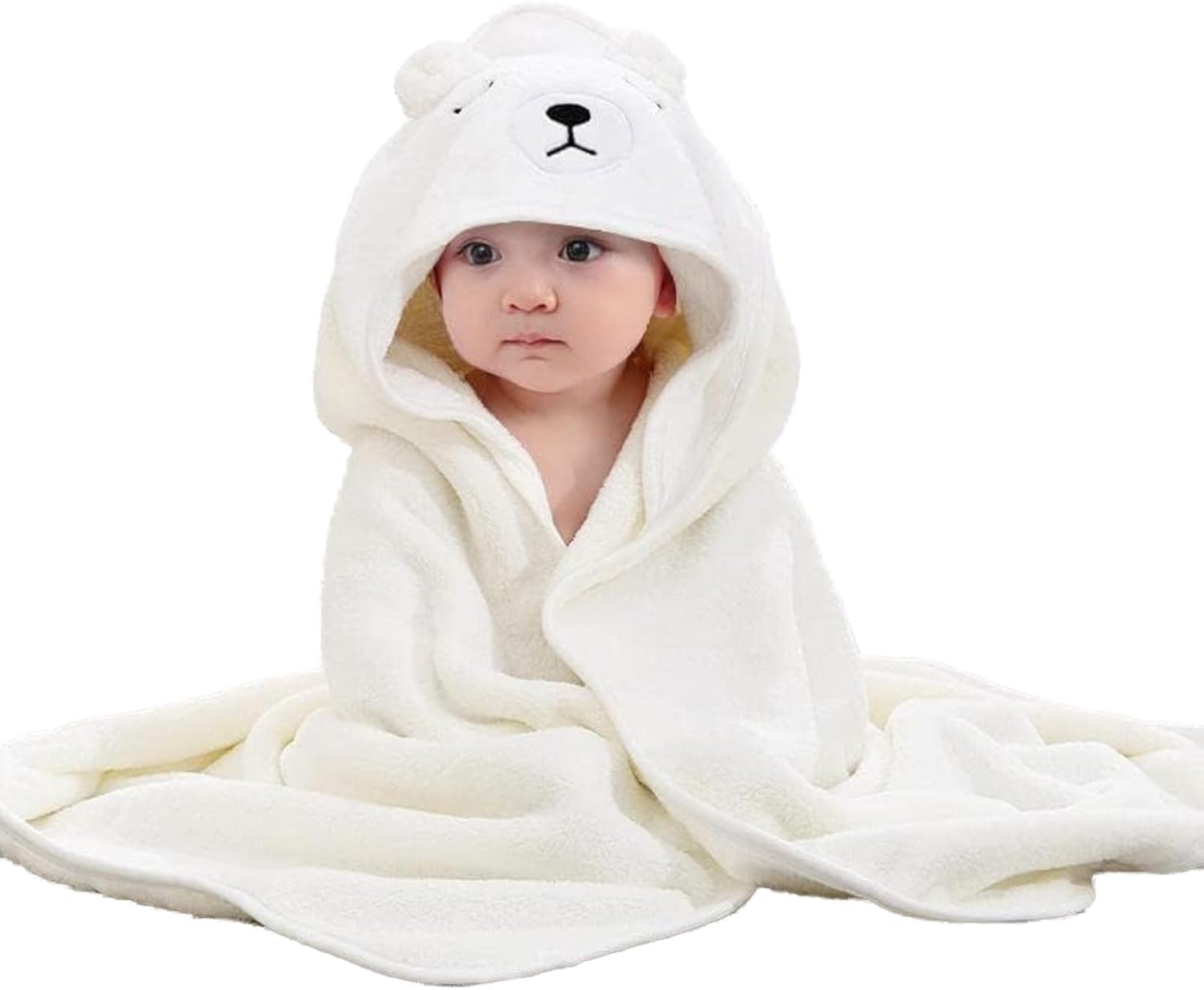 HJB VISSO Baby hooded bath towel,Premium Natural microfiber ultra soft super absorbent for baby girl & boy (White)
