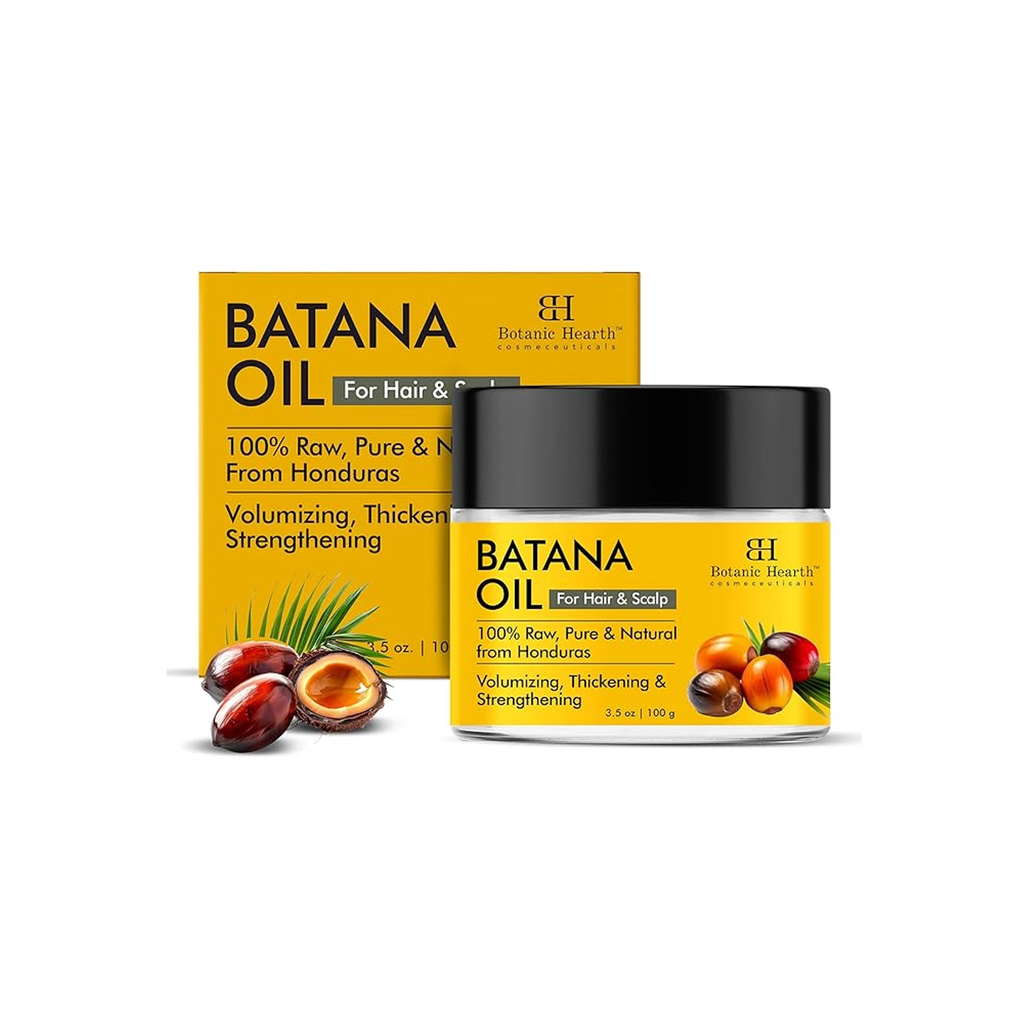 Botanic Hearth Batana Oil for Hair Growth 100g Organic Unrefined Batana Butter for Hair Loss Repair and Thickness for Men and Women