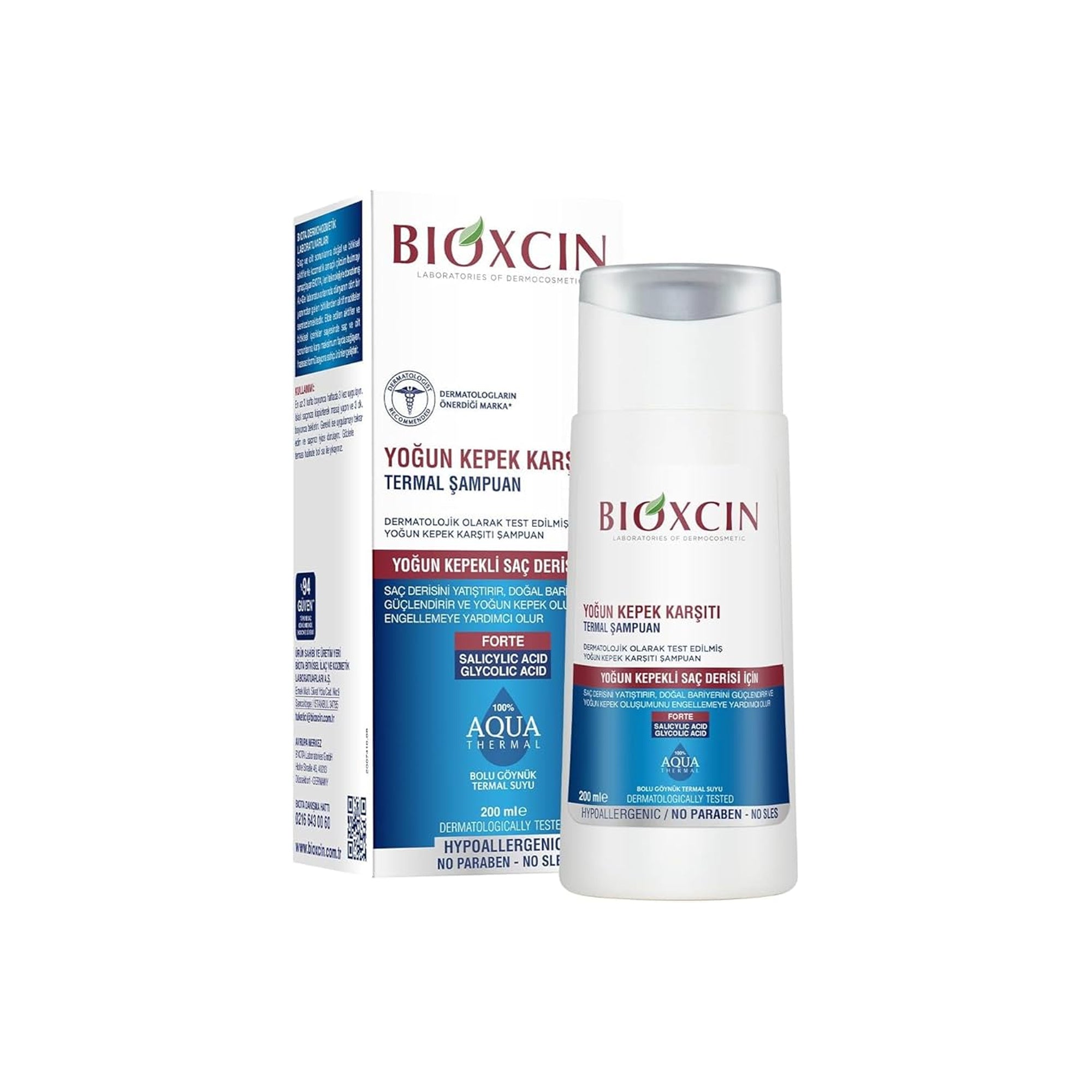 BIOXCIN Thermal Anti Dandruff Shampoo 200ml with Salicylic Acid and Zinc for Flake Control and Scalp Care