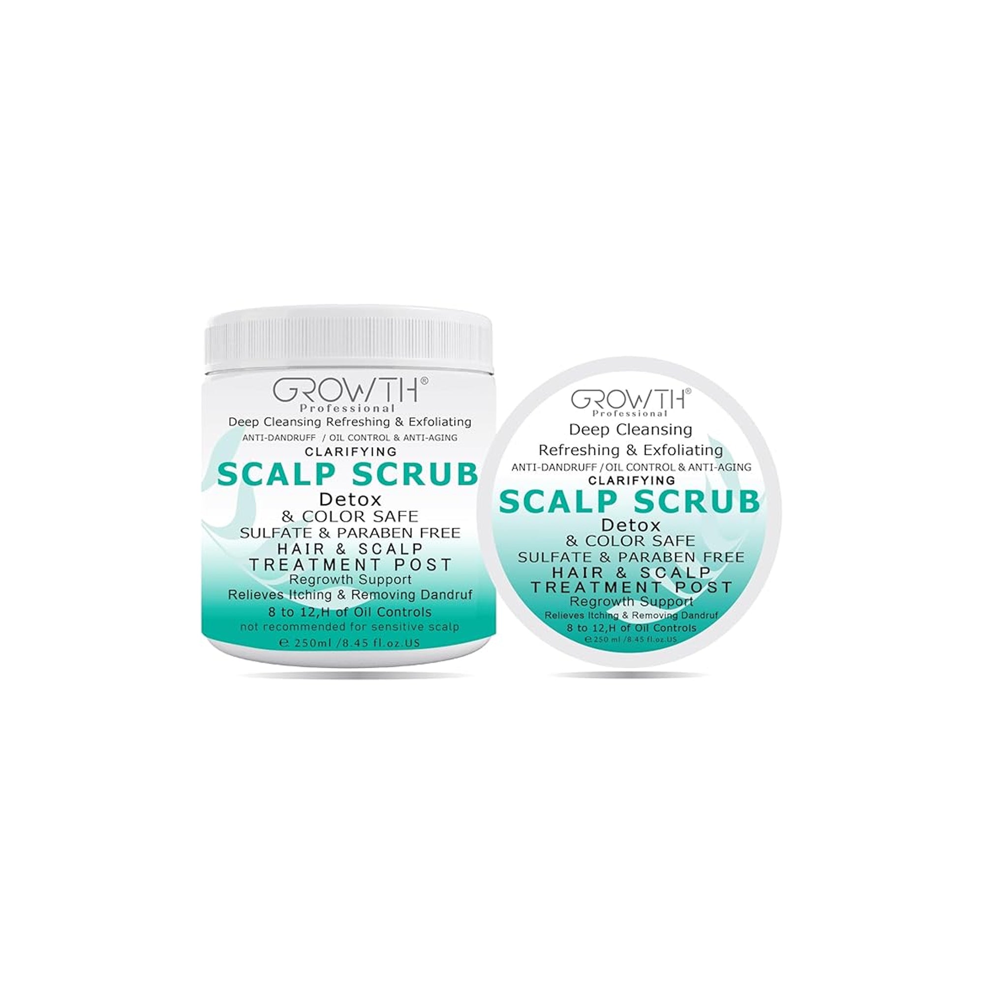 Growth Professional Detox Hair & Scalp Scrub 250ml Anti Dandruff Oil Control Deep Cleansing Scalp Treatment for Hair Regrowth Support