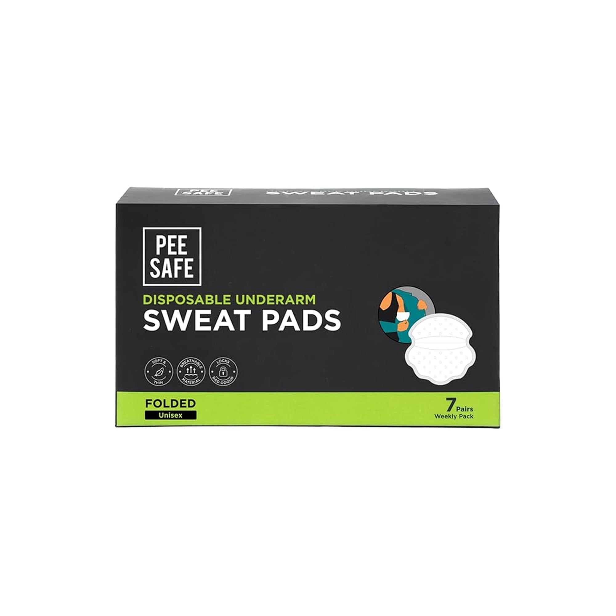 Pee Safe Sweat Pads Folded 14 Count Underarm Sweat Absorbent Pads for Odor and Stain Protection for Men and Women