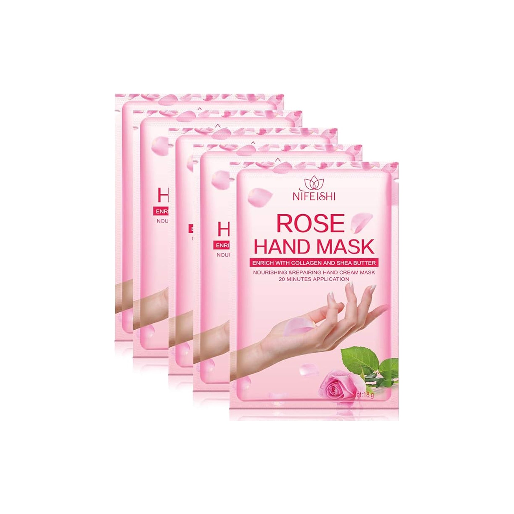 NIFEISHI Hand Moisturizing Mask 5 Pack Rose Hydrating Gloves for Dry Hands Repair and Softening Treatment for Men and Women