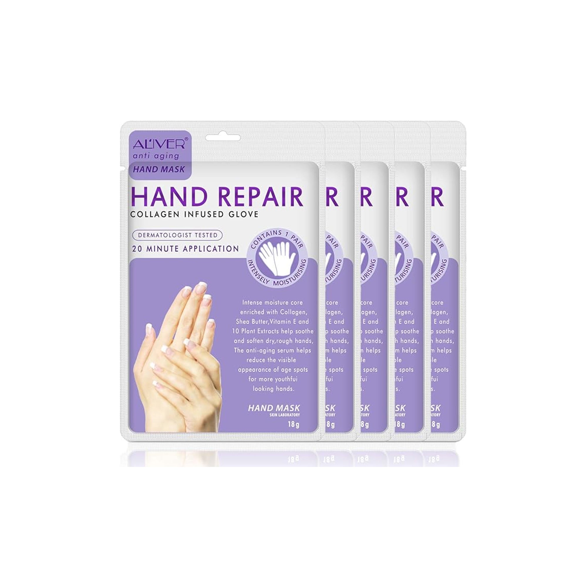 Hand Exfoliating Moisturizing Gloves Mask 5 Packs Deep Repair Treatment for Dry Rough Skin Men and Women Hand Care