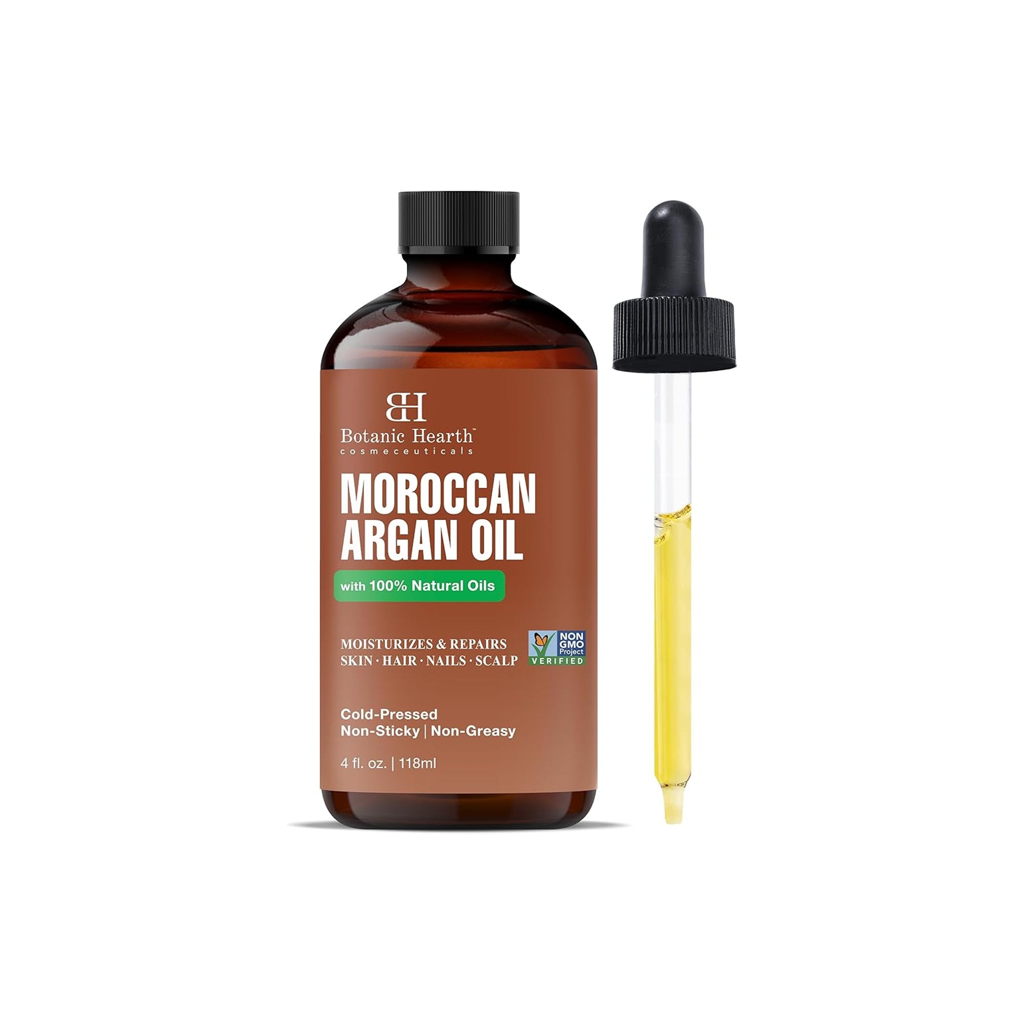 Botanic Hearth Moroccan Argan Hair Oil 118ml Nourishing Hydrating Oil for Dry Frizzy Damaged Curly Hair Strengthening Treatment