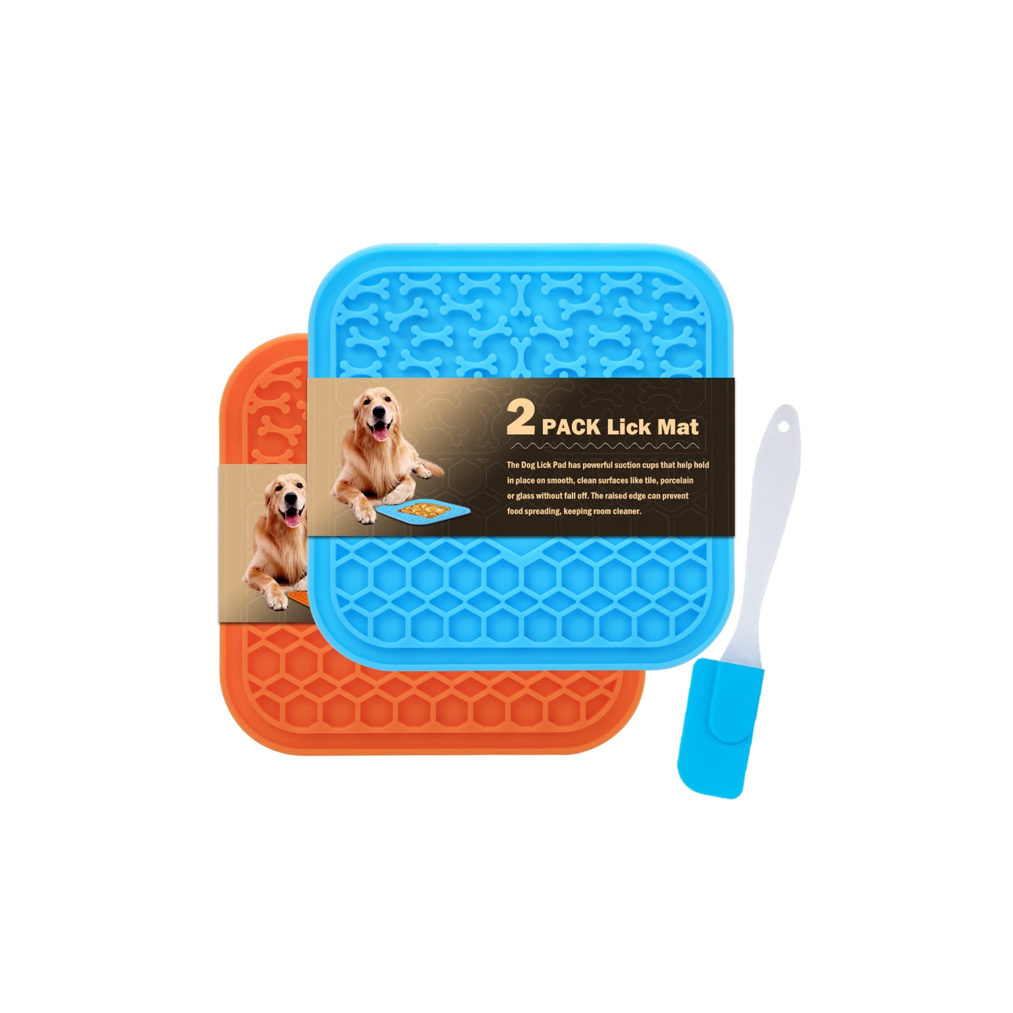 Dog Lick Mat Slow Feeder – 2 Pack with Suction Cups